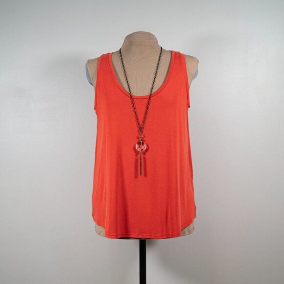 LOFT Petite Orange Mixed Media Tank - Picture 3 of 11